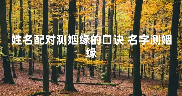 姓名配对测姻缘的口诀 名字测姻缘